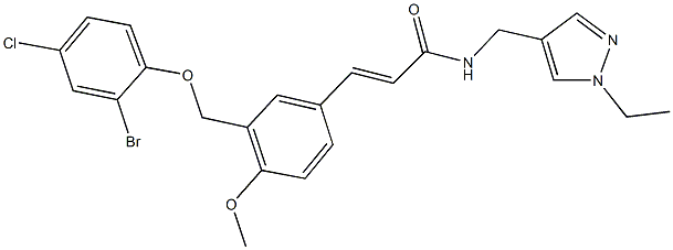 3-{3-[(2-bromo-4-chlorophenoxy)methyl]-4-methoxyphenyl}-N-[(1-ethyl-1H-pyrazol-4-yl)methyl]acrylamide 结构式