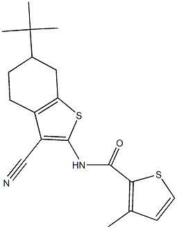 N-(6-tert-butyl-3-cyano-4,5,6,7-tetrahydro-1-benzothien-2-yl)-3-methyl-2-thiophenecarboxamide 结构式