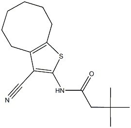 N-(3-cyano-4,5,6,7,8,9-hexahydrocycloocta[b]thien-2-yl)-3,3-dimethylbutanamide 结构式