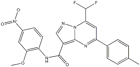 7-(difluoromethyl)-N-{4-nitro-2-methoxyphenyl}-5-(4-methylphenyl)pyrazolo[1,5-a]pyrimidine-3-carboxamide 结构式