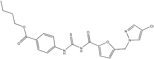 butyl 4-{[({5-[(4-chloro-1H-pyrazol-1-yl)methyl]-2-furoyl}amino)carbothioyl]amino}benzoate 结构式