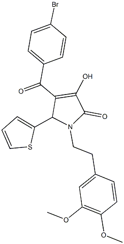 4-(4-bromobenzoyl)-1-[2-(3,4-dimethoxyphenyl)ethyl]-3-hydroxy-5-(2-thienyl)-1,5-dihydro-2H-pyrrol-2-one 结构式