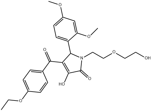 5-(2,4-dimethoxyphenyl)-4-(4-ethoxybenzoyl)-3-hydroxy-1-[2-(2-hydroxyethoxy)ethyl]-1,5-dihydro-2H-pyrrol-2-one 结构式