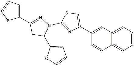 2-[5-(2-furyl)-3-(2-thienyl)-4,5-dihydro-1H-pyrazol-1-yl]-4-(2-naphthyl)-1,3-thiazole 结构式