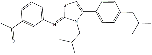 1-{3-[(3-isobutyl-4-(4-isobutylphenyl)-1,3-thiazol-2(3H)-ylidene)amino]phenyl}ethanone 结构式