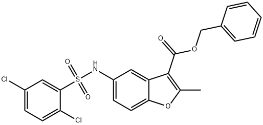 benzyl 5-{[(2,5-dichlorophenyl)sulfonyl]amino}-2-methyl-1-benzofuran-3-carboxylate 结构式