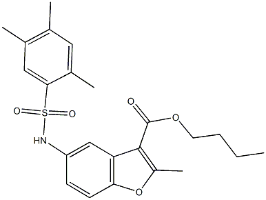 butyl 2-methyl-5-{[(2,4,5-trimethylphenyl)sulfonyl]amino}-1-benzofuran-3-carboxylate 结构式