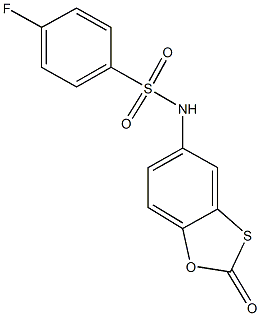 4-fluoro-N-(2-oxo-1,3-benzoxathiol-5-yl)benzenesulfonamide 结构式