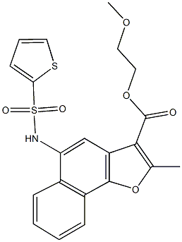 2-methoxyethyl 2-methyl-5-[(2-thienylsulfonyl)amino]naphtho[1,2-b]furan-3-carboxylate 结构式