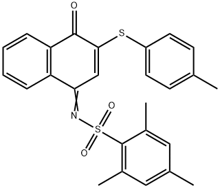 2,4,6-trimethyl-N-(3-[(4-methylphenyl)sulfanyl]-4-oxo-1(4H)-naphthalenylidene)benzenesulfonamide 结构式