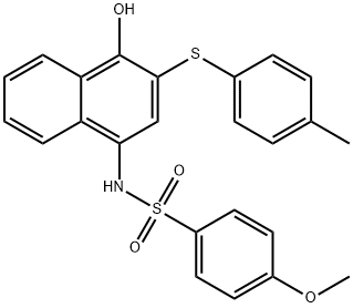 N-{4-hydroxy-3-[(4-methylphenyl)sulfanyl]-1-naphthyl}-4-methoxybenzenesulfonamide 结构式