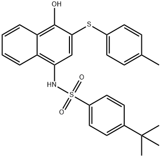 4-tert-butyl-N-{4-hydroxy-3-[(4-methylphenyl)sulfanyl]-1-naphthyl}benzenesulfonamide 结构式