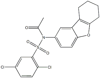 N-acetyl-2,5-dichloro-N-(6,7,8,9-tetrahydrodibenzo[b,d]furan-2-yl)benzenesulfonamide 结构式