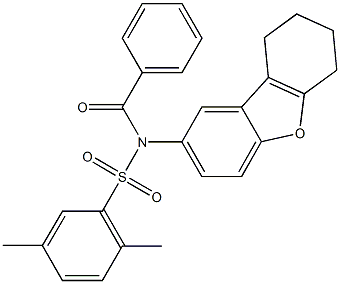 N-benzoyl-2,5-dimethyl-N-(6,7,8,9-tetrahydrodibenzo[b,d]furan-2-yl)benzenesulfonamide 结构式