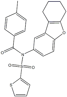 N-(4-methylbenzoyl)-N-(6,7,8,9-tetrahydrodibenzo[b,d]furan-2-yl)-2-thiophenesulfonamide 结构式
