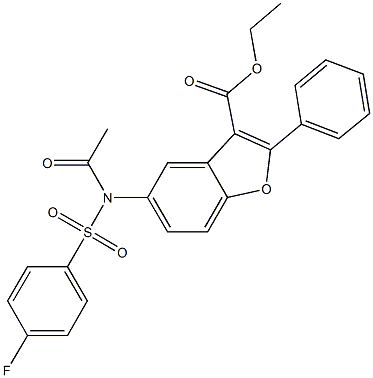 ethyl 5-{acetyl[(4-fluorophenyl)sulfonyl]amino}-2-phenyl-1-benzofuran-3-carboxylate 结构式