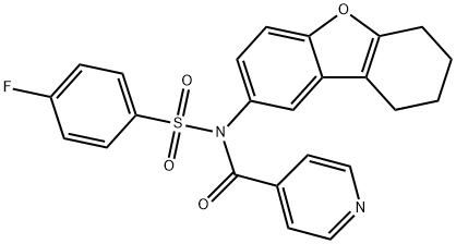 4-fluoro-N-isonicotinoyl-N-(6,7,8,9-tetrahydrodibenzo[b,d]furan-2-yl)benzenesulfonamide 结构式