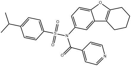 N-isonicotinoyl-4-isopropyl-N-(6,7,8,9-tetrahydrodibenzo[b,d]furan-2-yl)benzenesulfonamide 结构式