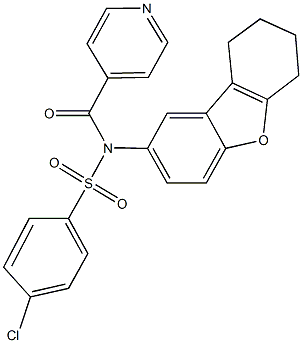 4-chloro-N-isonicotinoyl-N-(6,7,8,9-tetrahydrodibenzo[b,d]furan-2-yl)benzenesulfonamide 结构式