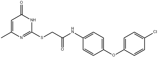N-[4-(4-chlorophenoxy)phenyl]-2-[(4-hydroxy-6-methyl-2-pyrimidinyl)sulfanyl]acetamide 结构式