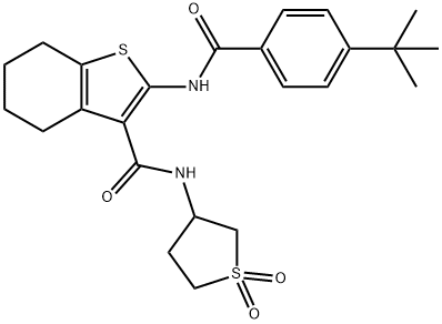 2-[(4-tert-butylbenzoyl)amino]-N-(1,1-dioxidotetrahydrothien-3-yl)-4,5,6,7-tetrahydro-1-benzothiophene-3-carboxamide 结构式