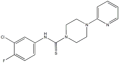N-(3-chloro-4-fluorophenyl)-4-(2-pyridinyl)-1-piperazinecarbothioamide 结构式