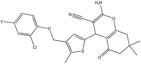 2-amino-4-{4-[(2-chloro-4-fluorophenoxy)methyl]-5-methyl-2-thienyl}-7,7-dimethyl-5-oxo-5,6,7,8-tetrahydro-4H-chromene-3-carbonitrile 结构式