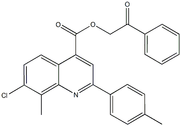 2-oxo-2-phenylethyl 7-chloro-8-methyl-2-(4-methylphenyl)-4-quinolinecarboxylate 结构式