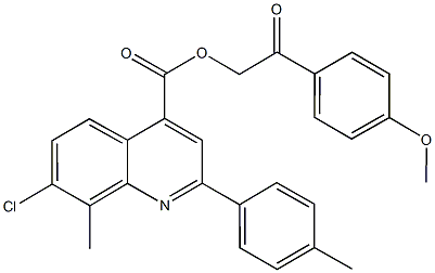 2-(4-methoxyphenyl)-2-oxoethyl 7-chloro-8-methyl-2-(4-methylphenyl)-4-quinolinecarboxylate 结构式