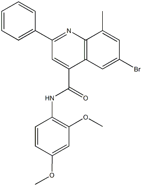 6-bromo-N-(2,4-dimethoxyphenyl)-8-methyl-2-phenyl-4-quinolinecarboxamide 结构式