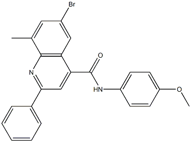 6-bromo-N-(4-methoxyphenyl)-8-methyl-2-phenyl-4-quinolinecarboxamide 结构式