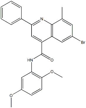 6-bromo-N-(2,5-dimethoxyphenyl)-8-methyl-2-phenyl-4-quinolinecarboxamide 结构式