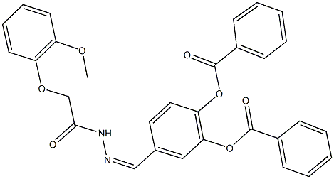 2-(benzoyloxy)-4-{2-[(2-methoxyphenoxy)acetyl]carbohydrazonoyl}phenyl benzoate 结构式