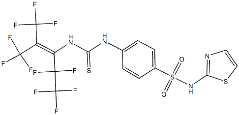 N-(1,3-thiazol-2-yl)-4-[({[3,3,3-trifluoro-1-(1,1,2,2,2-pentafluoroethyl)-2-(trifluoromethyl)-1-propenyl]amino}carbothioyl)amino]benzenesulfonamide 结构式