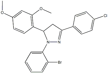 1-(2-bromophenyl)-3-(4-chlorophenyl)-5-(2,4-dimethoxyphenyl)-4,5-dihydro-1H-pyrazole 结构式