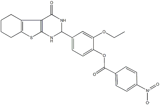 2-ethoxy-4-(4-oxo-1,2,3,4,5,6,7,8-octahydro[1]benzothieno[2,3-d]pyrimidin-2-yl)phenyl 4-nitrobenzoate 结构式