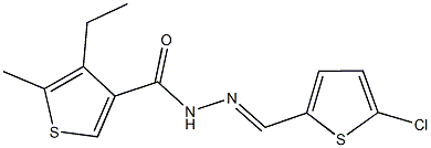 N'-[(5-chloro-2-thienyl)methylene]-4-ethyl-5-methyl-3-thiophenecarbohydrazide 结构式