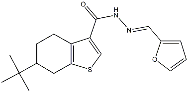 6-tert-butyl-N'-(2-furylmethylene)-4,5,6,7-tetrahydro-1-benzothiophene-3-carbohydrazide 结构式