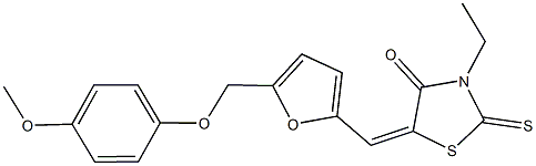 3-ethyl-5-({5-[(4-methoxyphenoxy)methyl]-2-furyl}methylene)-2-thioxo-1,3-thiazolidin-4-one 结构式