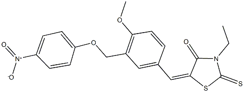 3-ethyl-5-[3-({4-nitrophenoxy}methyl)-4-methoxybenzylidene]-2-thioxo-1,3-thiazolidin-4-one 结构式