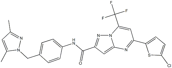 5-(5-chloro-2-thienyl)-N-{4-[(3,5-dimethyl-1H-pyrazol-1-yl)methyl]phenyl}-7-(trifluoromethyl)pyrazolo[1,5-a]pyrimidine-2-carboxamide 结构式