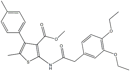 methyl 2-{[(3,4-diethoxyphenyl)acetyl]amino}-5-methyl-4-(4-methylphenyl)-3-thiophenecarboxylate 结构式