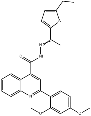 2-(2,4-dimethoxyphenyl)-N'-[1-(5-ethyl-2-thienyl)ethylidene]-4-quinolinecarbohydrazide 结构式