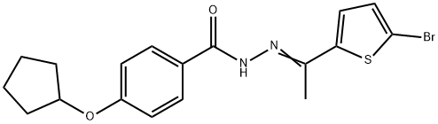 N'-[1-(5-bromo-2-thienyl)ethylidene]-4-(cyclopentyloxy)benzohydrazide 结构式
