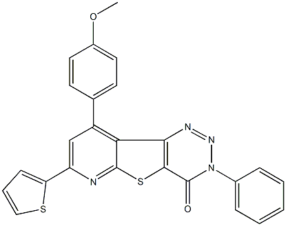 9-(4-methoxyphenyl)-3-phenyl-7-(2-thienyl)pyrido[3',2':4,5]thieno[3,2-d][1,2,3]triazin-4(3H)-one 结构式