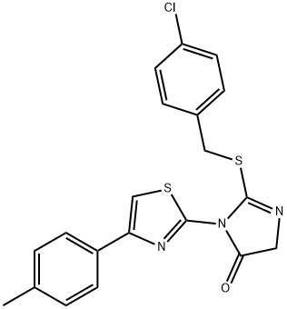 2-[(4-chlorobenzyl)sulfanyl]-3-[4-(4-methylphenyl)-1,3-thiazol-2-yl]-3,5-dihydro-4H-imidazol-4-one 结构式