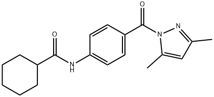 N-{4-[(3,5-dimethyl-1H-pyrazol-1-yl)carbonyl]phenyl}cyclohexanecarboxamide 结构式