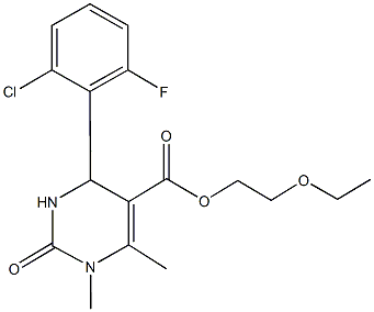 2-ethoxyethyl 4-(2-chloro-6-fluorophenyl)-1,6-dimethyl-2-oxo-1,2,3,4-tetrahydro-5-pyrimidinecarboxylate 结构式