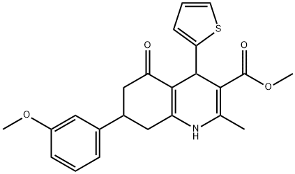 methyl 7-(3-methoxyphenyl)-2-methyl-5-oxo-4-(2-thienyl)-1,4,5,6,7,8-hexahydro-3-quinolinecarboxylate 结构式