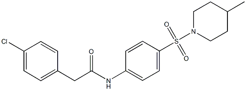 2-(4-chlorophenyl)-N-{4-[(4-methylpiperidin-1-yl)sulfonyl]phenyl}acetamide 结构式